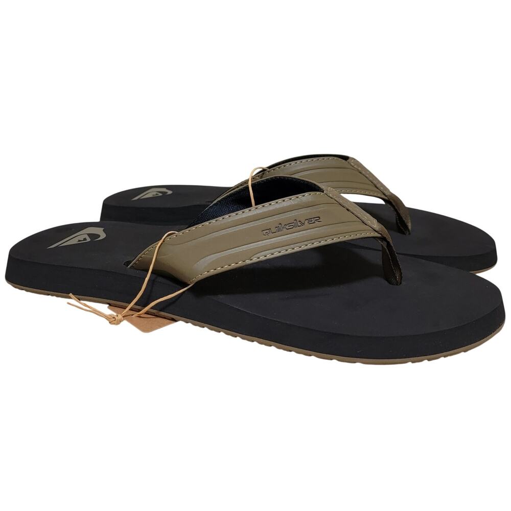 Quiksilver Men Monkey Wrench Pool Beach Flip Flop Sandals Size US 12 Tan